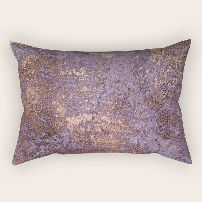 Purple and Copper Glamour Ink  Marble Texture Rectangular Pillow Gallery Image 1