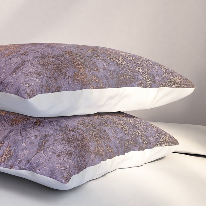 Purple and Copper Glamour Ink  Marble Texture Pillow Sham Gallery Image 3
