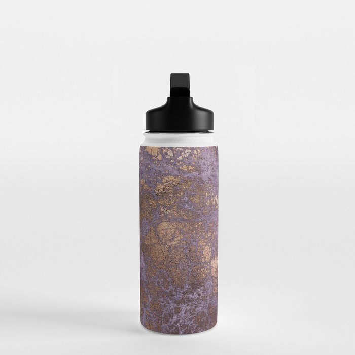 Purple and Copper Glamour Ink  Marble Texture Water Bottle Gallery Image 3
