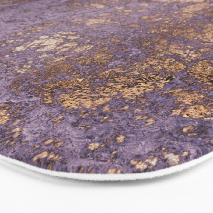 Purple and Copper Glamour Ink  Marble Texture Bath Mat Gallery Image 3