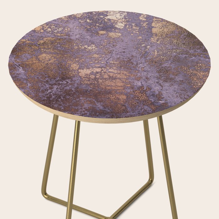 Purple and Copper Glamour Ink  Marble Texture Side Table Gallery Image 2
