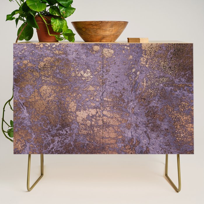 Purple and Copper Glamour Ink  Marble Texture Credenza Gallery Image 1