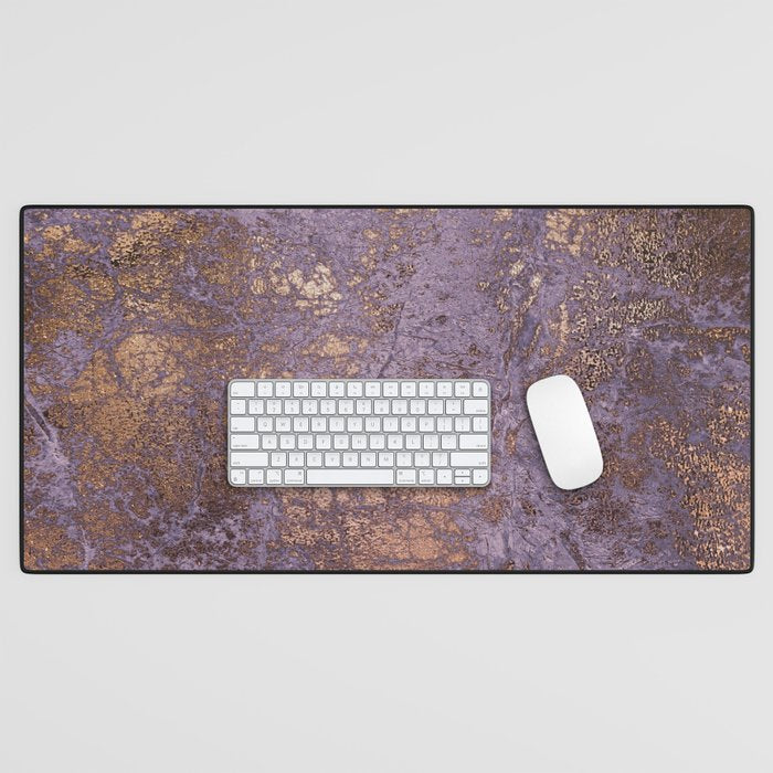 Purple and Copper Glamour Ink  Marble Texture Desk Mat Gallery Image 1