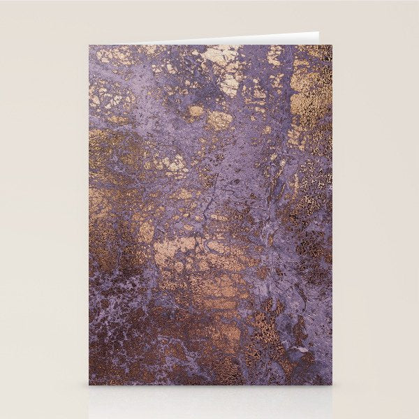 Purple and Copper Glamour Ink  Marble Texture Stationery Card Gallery Image 1