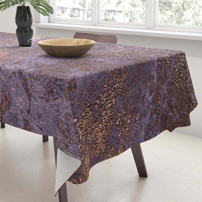 Purple and Copper Glamour Ink  Marble Texture Tablecloth Gallery Image 3