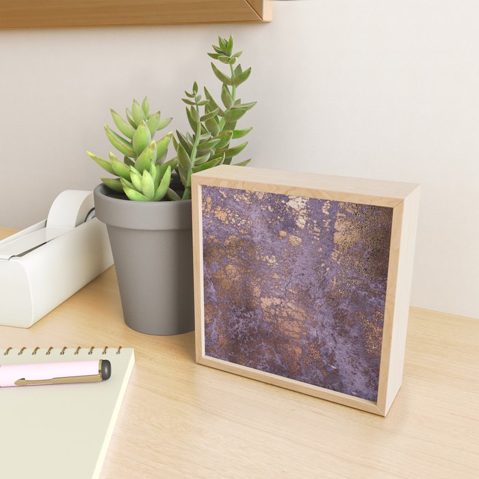 Purple and Copper Glamour Ink  Marble Texture Mini Art Print Gallery Image 2
