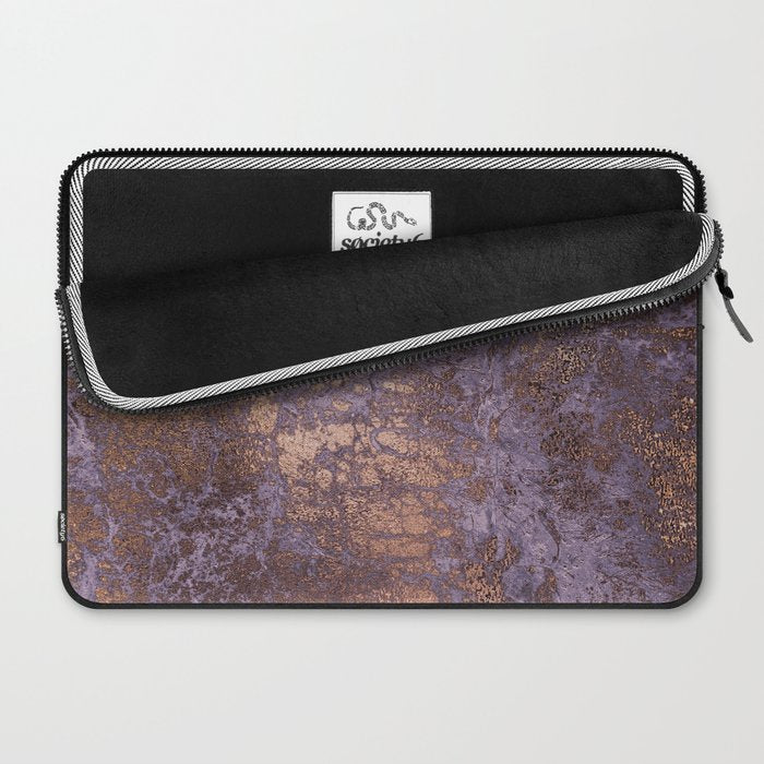 Purple and Copper Glamour Ink  Marble Texture Laptop Sleeve Gallery Image 2