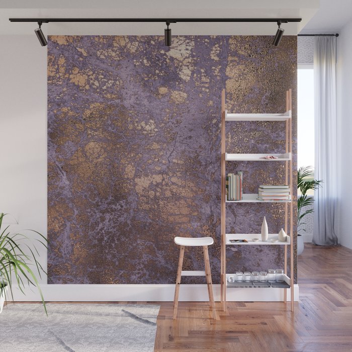 Purple and Copper Glamour Ink  Marble Texture Wall Mural Gallery Image 1