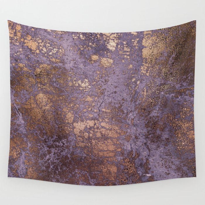 Purple and Copper Glamour Ink  Marble Texture Wall Tapestry Gallery Image 4