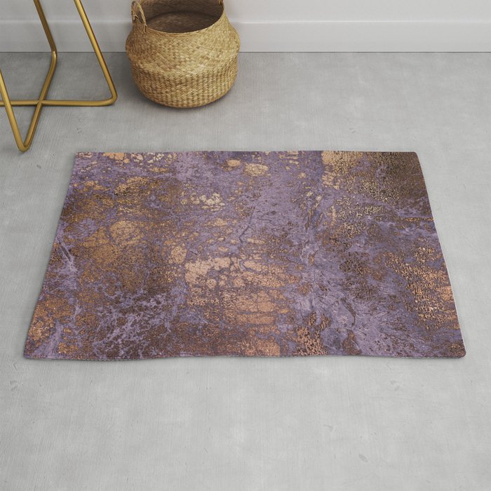 Purple and Copper Glamour Ink  Marble Texture Rug Gallery Image 1
