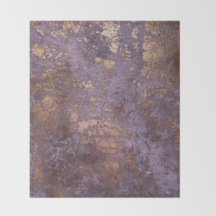 Purple and Copper Glamour Ink  Marble Texture Throw Blanket Gallery Image 2