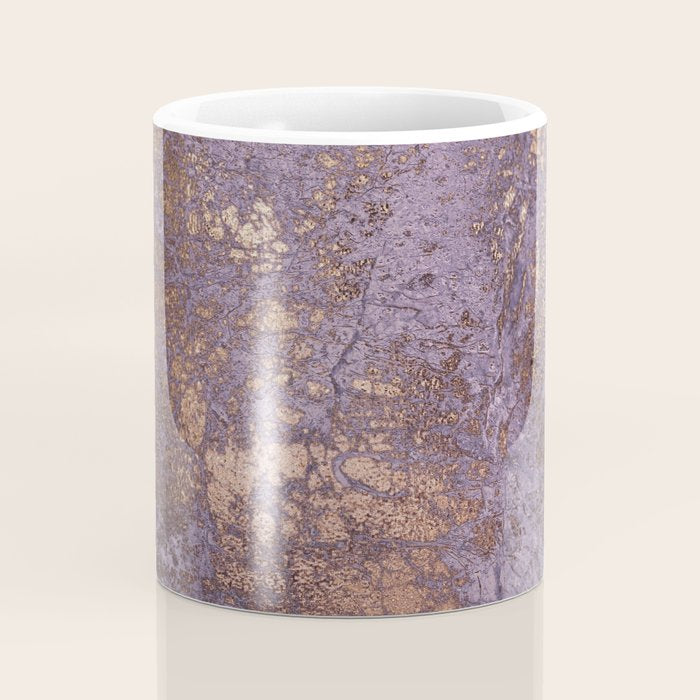 Purple and Copper Glamour Ink  Marble Texture Coffee Mug Gallery Image 4
