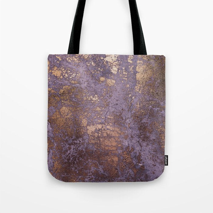 Purple and Copper Glamour Ink  Marble Texture Tote Bag Gallery Image 1