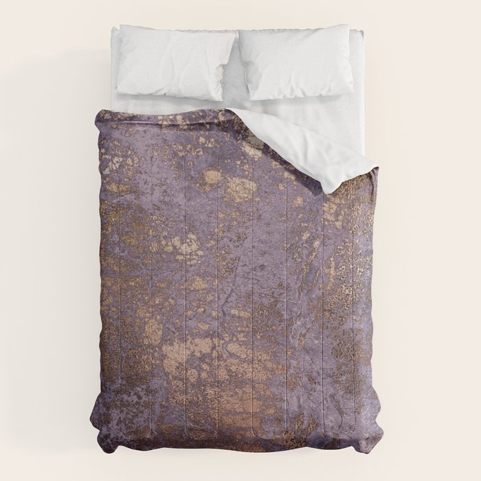 Purple and Copper Glamour Ink  Marble Texture Comforter Gallery Image 1