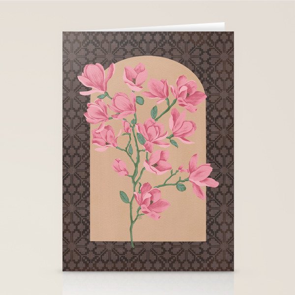 Magnolia Branch and Vintage Pattern Stationery Card Gallery Image 2