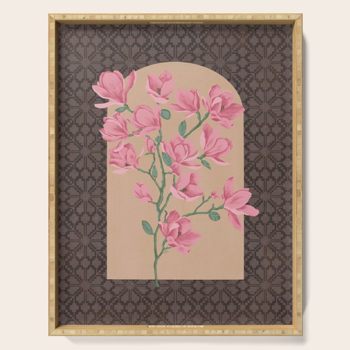 Magnolia Branch and Vintage Pattern Serving Tray Gallery Image 1
