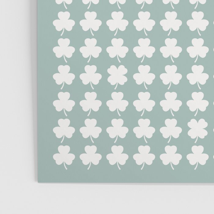 Clovers XXXI Sage Green Botanical Pattern Poster Gallery Image 3