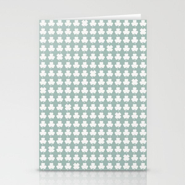 Clovers XXXI Sage Green Botanical Pattern Stationery Card Gallery Image 1