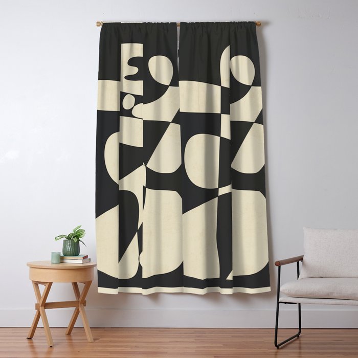 Modern Abstract Contrast - Noir Window Curtain Gallery Image 5