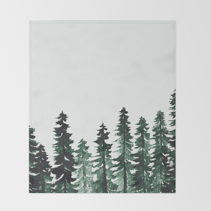 Foggy Pine Trees 2 Throw Blanket Gallery Image 2