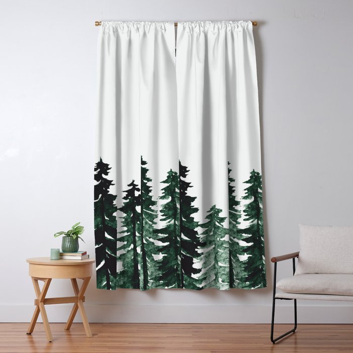 Foggy Pine Trees 2 Window Curtain Gallery Image 1