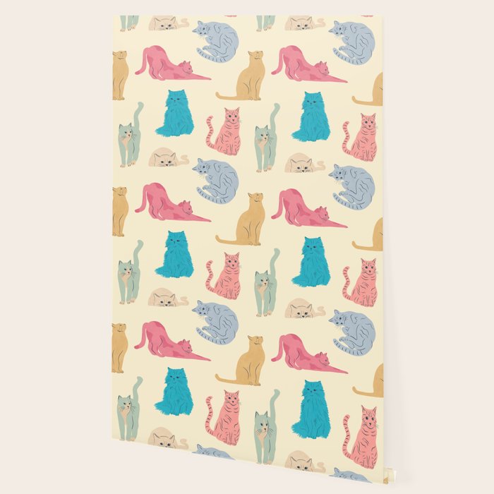 Pastel Cats Pattern Wallpaper Gallery Image 2