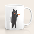 Black cat with flute Coffee Mug Gallery Image 1