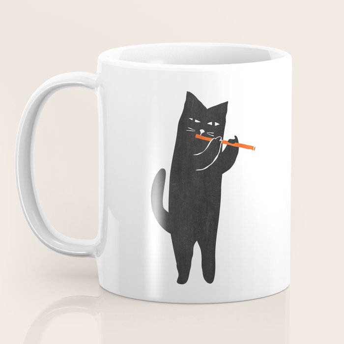 Black cat with flute Coffee Mug Gallery Image 3
