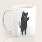 Black cat with flute Coffee Mug Gallery Image 3