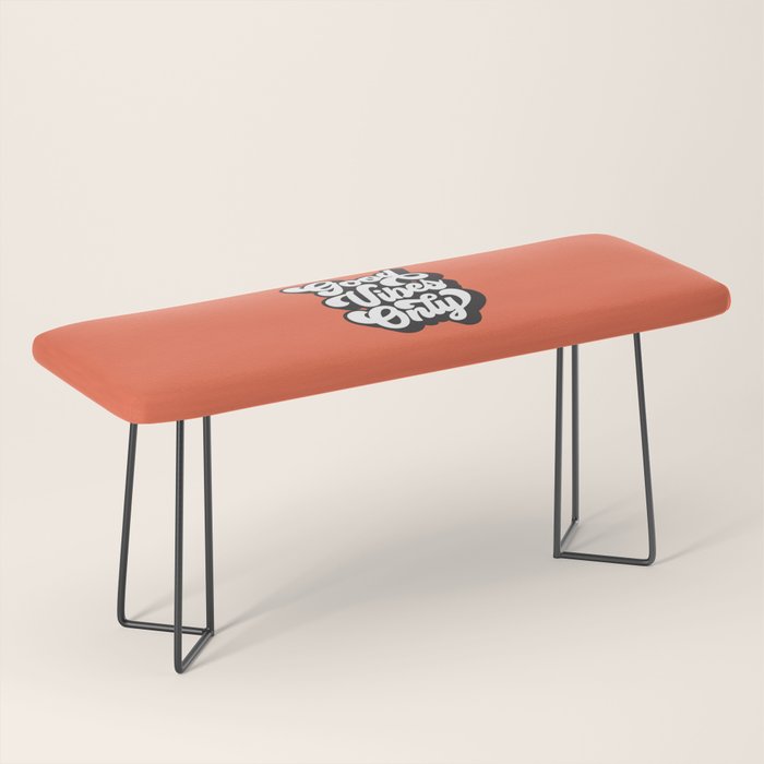 GOOD VIBES ONLY orange red black and white Bench Gallery Image 1