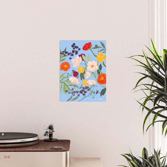 Poppy Garden Blue Poster Gallery Image 2