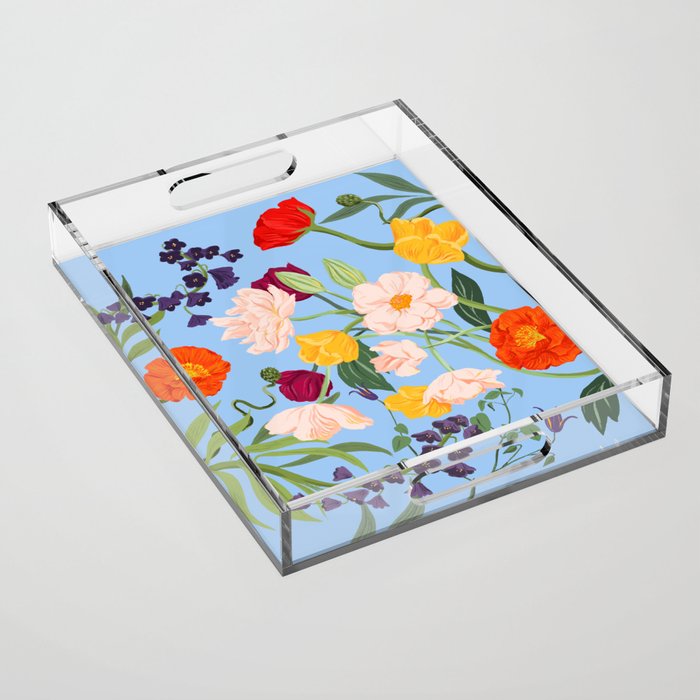 Poppy Garden Blue Acrylic Tray Gallery Image 1