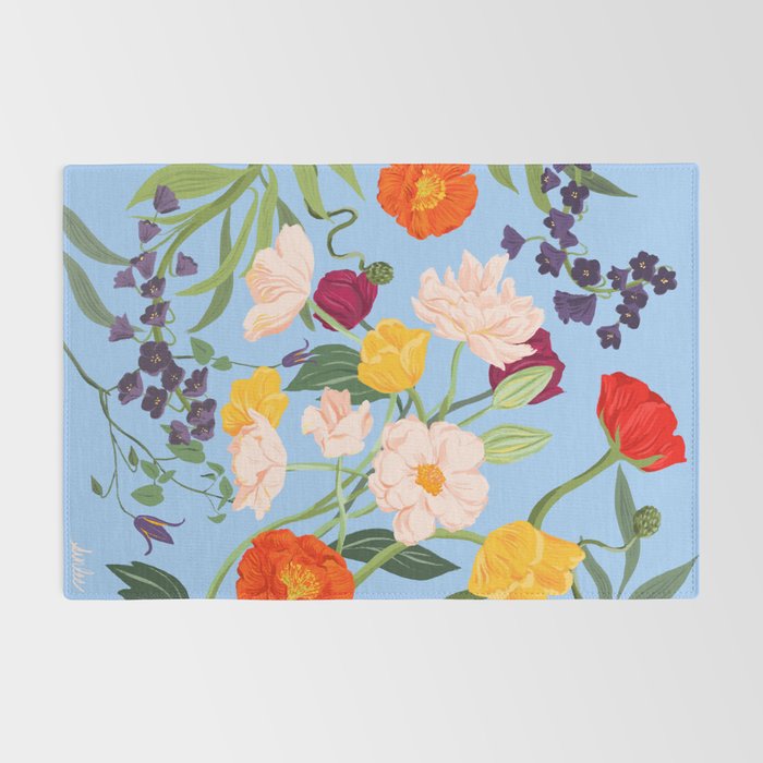 Poppy Garden Blue Rug Gallery Image 2