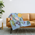 Poppy Garden Blue Throw Blanket Gallery Image 1