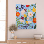 Poppy Garden Blue Wall Tapestry Gallery Image 2