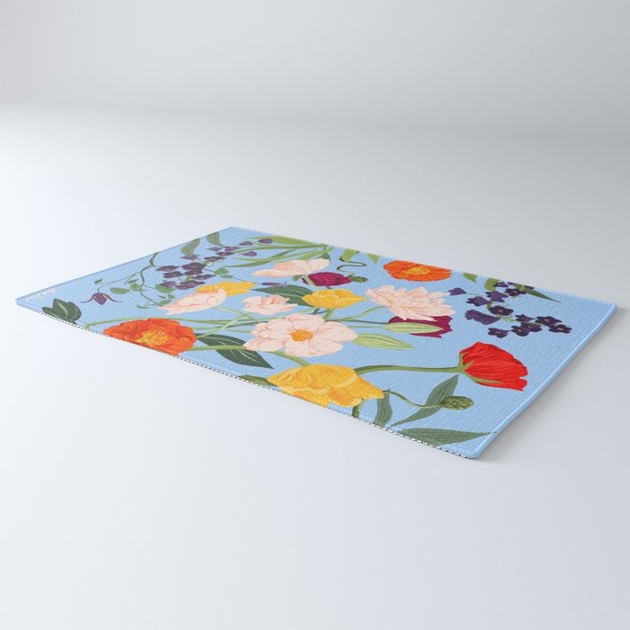 Poppy Garden Blue Rug Gallery Image 3