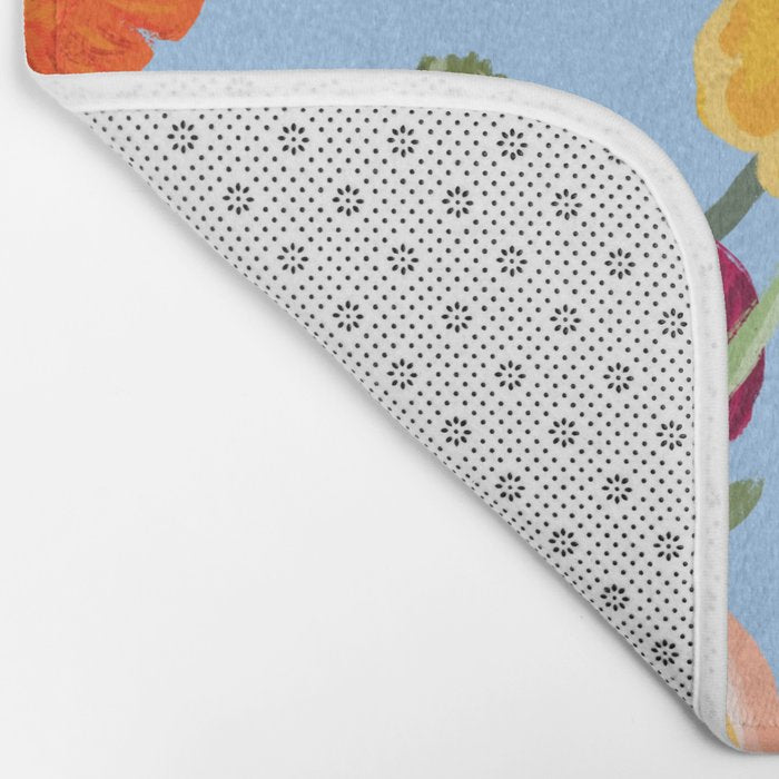 Poppy Garden Blue Bath Mat Gallery Image 2