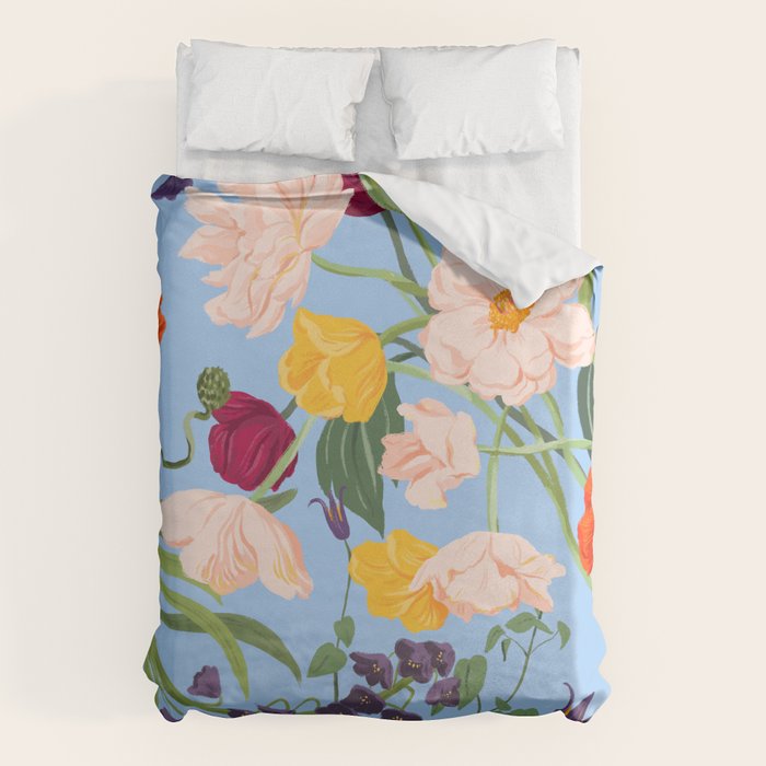 Poppy Garden Blue Duvet Cover Gallery Image 6