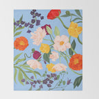 Poppy Garden Blue Throw Blanket Gallery Image 2