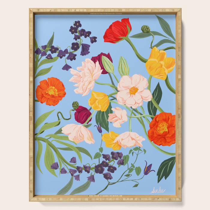 Poppy Garden Blue Serving Tray Gallery Image 1