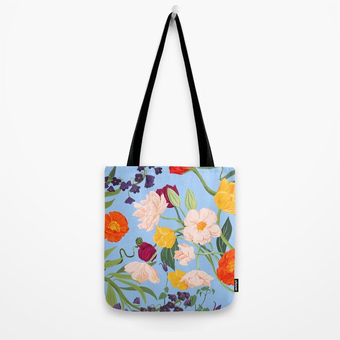 Poppy Garden Blue Tote Bag Gallery Image 2