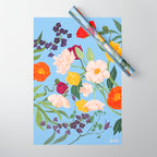 Poppy Garden Blue Wrapping Paper Gallery Image 1
