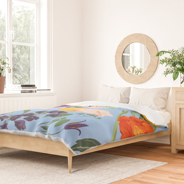 Poppy Garden Blue Duvet Cover Gallery Image 2