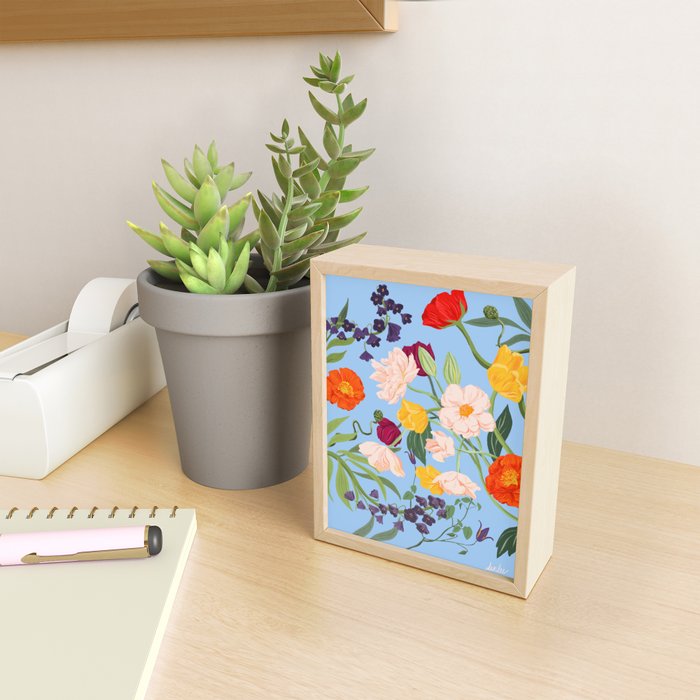 Poppy Garden Blue Mini Art Print Gallery Image 2