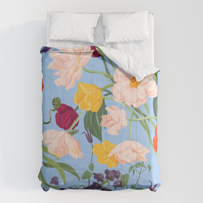 Poppy Garden Blue Comforter Gallery Image 1