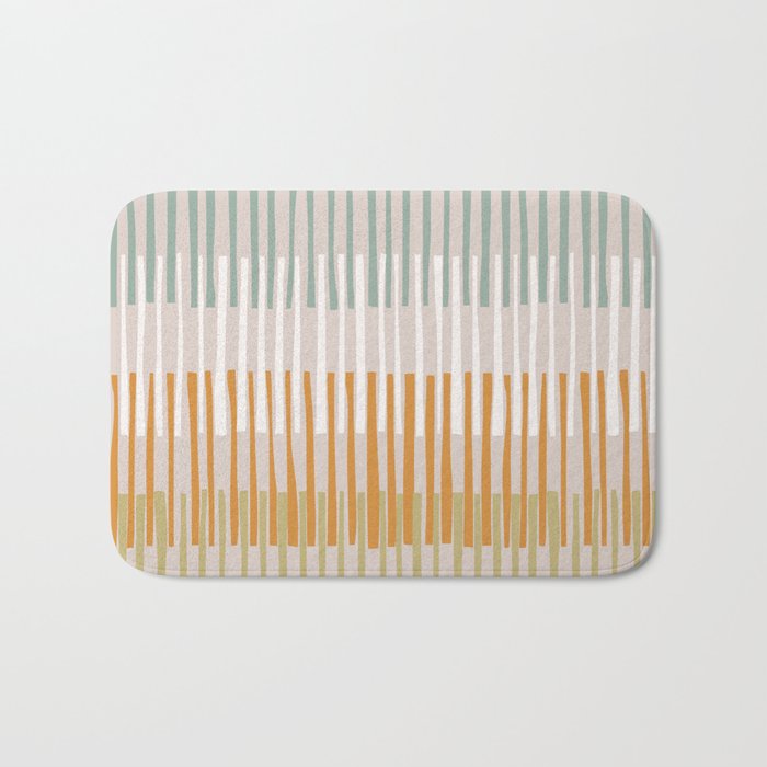 Block print geometrics stripes earthy Bath Mat Gallery Image 1