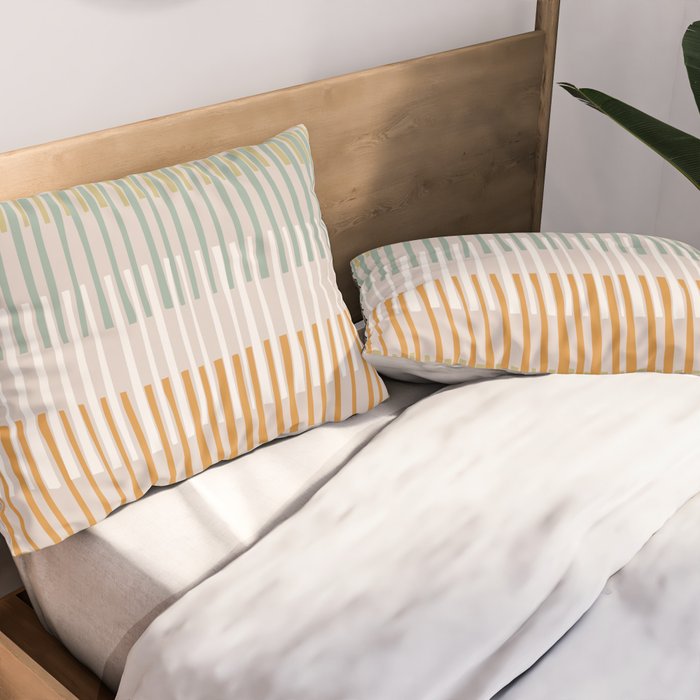 Block print geometrics stripes earthy Pillow Sham Gallery Image 2