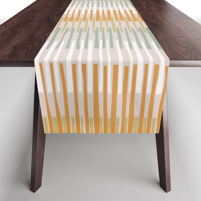Block print geometrics stripes earthy Table Runner Gallery Image 1