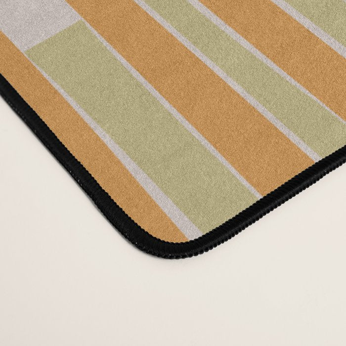 Block print geometrics stripes earthy Desk Mat Gallery Image 4