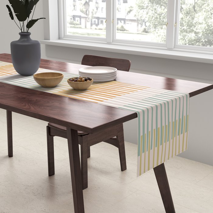 Block print geometrics stripes earthy Table Runner Gallery Image 2
